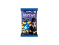 Bag of salted bat-shaped snacks featuring a girl in Wednesday Addams style.