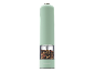 Light green electric pepper grinder with a clear chamber full of colorful peppercorns.