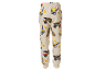 Cream children's trousers with excavator and dump truck print.