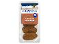 Tray of gyros-style meat balls with a Greek landscape background and text 'Gyros Style Meat Balls'.