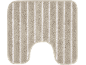Beige striped toilet mat with a U-shaped cut-out.