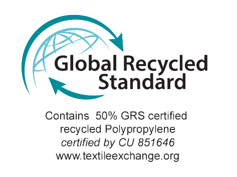 Global Recycled Standard label: Contains 50% GRS certified recycled Polypropylene, CU 851646.