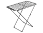 Black foldable clothes drying rack with a grid design.