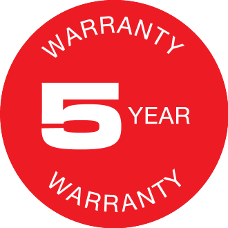 5-year warranty seal.