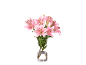 Bouquet of pink lilies in a glass vase.