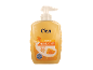 Liquid soap with milk and honey scent, hydrates the skin, without microplastics.