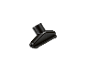 Black vacuum cleaner nozzle for floor cleaning.