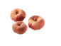 Three flat peaches with reddish-yellow skin on a black background.