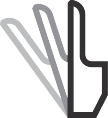 Icon depicting three fingers moving from right to left.