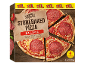 Packaging of stonebaked salami pizzas with a crunchy base, 4 pizzas of 350g each.