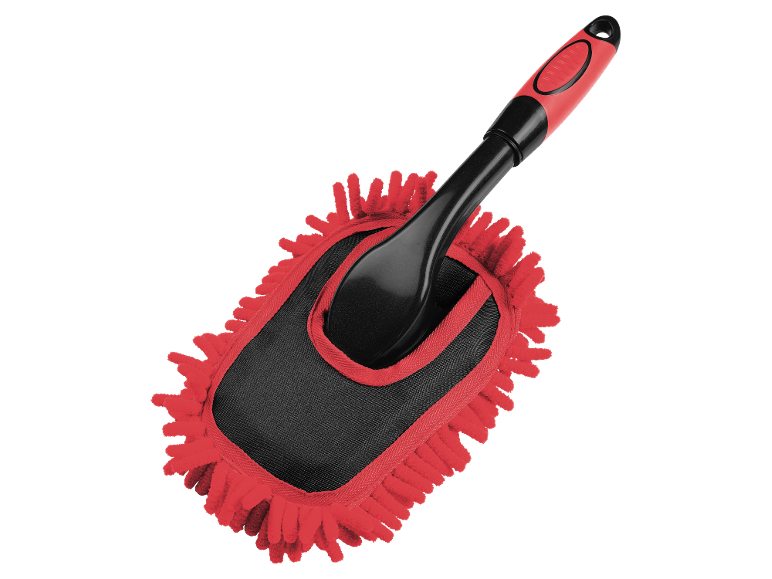 Red and black microfiber dust brush