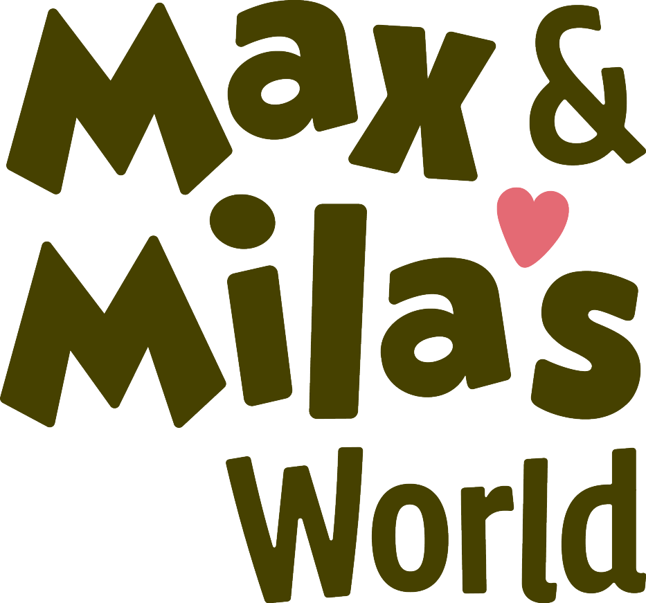 Max & Mila's World logo with a pink heart.