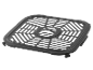 Square black air fryer rack with a handle.