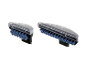 Two transparent cleaning brushes with blue bristles
