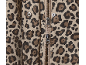 Leopard print jacket with zipper and snap buttons.