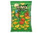 Green bag of bat-shaped chips, labeled 'Halloween Vampire Snacks Ketchup Style'.