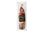 Packaged dried salami with a label 'Longaniza de pagès Spiced Air-Dried Salami 250g'