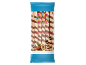 Packaging of wafer rolls with cocoa cream, featuring a folk motif and cocoa beans.