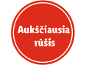 Red logo with the text 'Aukščiausia rūšis'