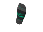 Grey sports sock with green stripes and details.