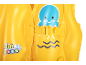 Yellow life vest with a cartoon blue octopus and 'Swim Safe ABC' logo.