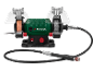 Bench grinder with flexible shaft and attachments for sharpening and polishing.