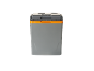 Gray and orange portable cooler.