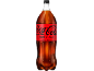 Large bottle of dark soda with a red label that says 'ZERO SUGAR NO CALORIES'.