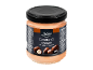 A jar of hazelnut spread with chopped hazelnuts, 190g, with a black lid.