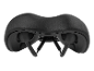Black bicycle saddle with suspension, bottom view