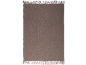 Brown striped blanket with fringes on the edges.