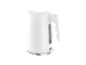 White electric kettle with hexagonal pattern and water level indicator