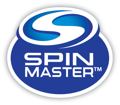 Blue oval seal with the text 'SPIN MASTER™' and a stylized S.