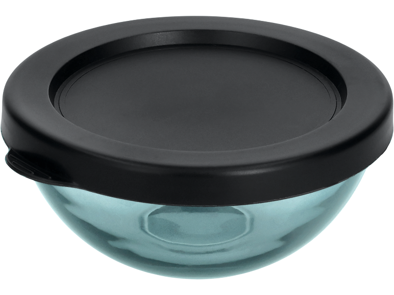Glass bowl with black lid