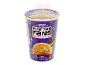 Purple cup of instant noodles with 'FOR THE FANS' text and an image of ramen.
