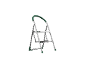 Foldable two-step ladder with a green handle and feet.