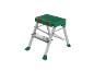 Foldable step stool with a green top and one step.