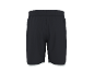 Black sports shorts with an elastic waistband and white trim.