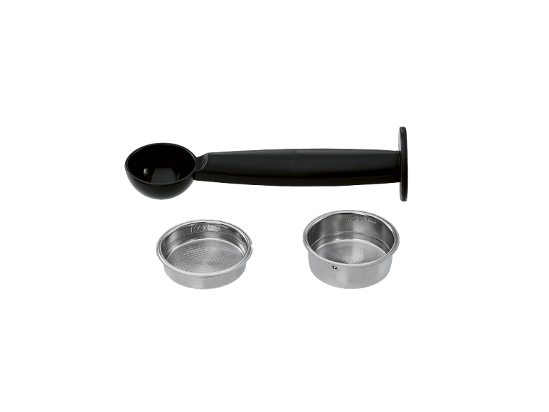 Measuring spoon and two coffee filters.