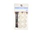Eight shrimp dough balls with chopsticks and soy sauce in a transparent package.