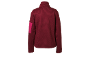 Burgundy women's fleece jacket with a pink patch on the left sleeve.