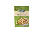 Roasted hazelnuts on a green wooden background, with nutritional information on the pack.