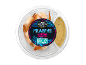 Peeled and cooked prawns, Latin American style, with jerk dip.