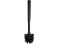 Black toilet brush with a long handle and stiff bristles.