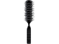 Black vented hairbrush with a wavy design and a textured handle.