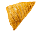 Golden striped triangular puff pastry on a black background