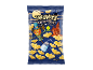 Packaging of salted Halloween bat-shaped snacks, featuring a pumpkin scarecrow.