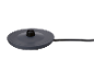 Dark grey round power base with a black cable.