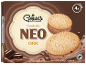 Chocolate sandwich ice cream box with round biscuits, 4 pieces.