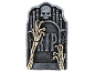 Halloween tombstone with a skull, skeletal hands, and the text „RIP“.